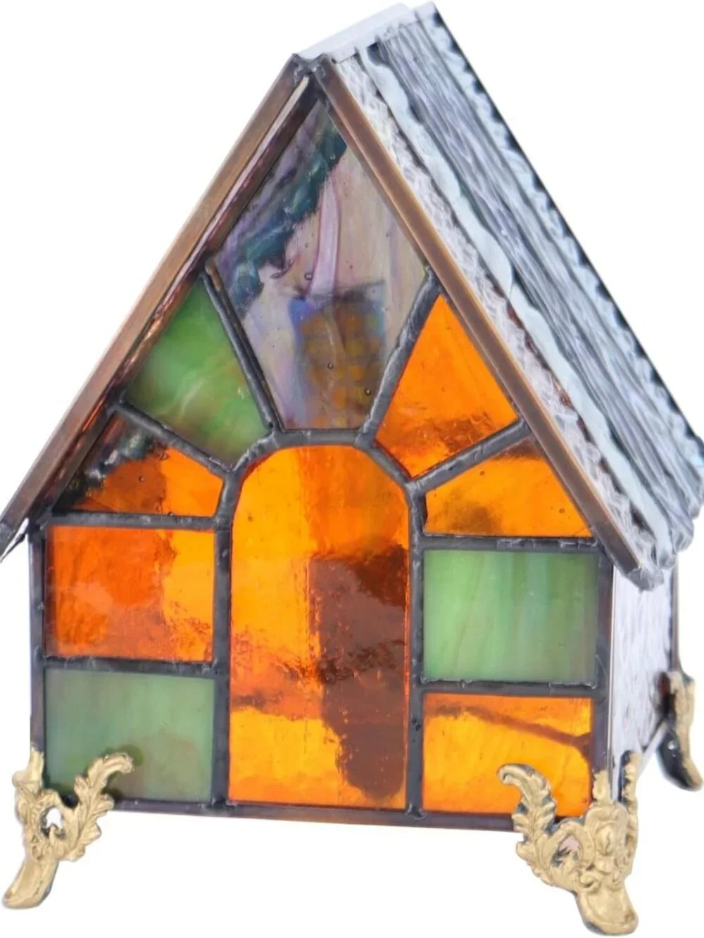 Mini Stained Glass Lighthouse Table Lamp - Retro Decorative Light for Home